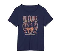 Disney Villains It's Good To Be Bad Group Poster T-Shirt, Women's Plus, Navy Blue, 2X