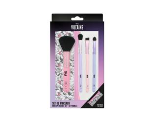 Disney villains - Les Vilains makeup brushes game - x4 facial brush + storage kit - Ursula - Malefica - Cruella d'Effer - les méchants