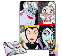 Disney Villains Throw Blanket Set - Bundle with Throw Featuring Ursula, Cruella de Vil, Evil Queen, Maleficent Plus Stickers, More | Disney Villains Plush Raschel Blanket Size 46" x 60"