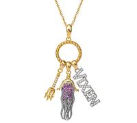 Disney Villains Ursula Sterling Gold Plated Sterling Silver Vixen Cubic Zirconia Charm Pendant Necklace, Officially Licensed