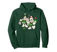 Disney Vintage Mickey and Minnie Mouse Holiday Fun Pullover Hoodie, Adult Unisex, Dark Green, XX-Large