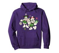 Disney Vintage Mickey and Minnie Mouse Holiday Fun Pullover Hoodie, Adult Unisex, Purple, Small