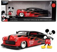 Jada Disney Vintage Mickey - 1951 Mercury - Hollywood Rides Die-Cast Car Toys - Flame Design -Mickey Figure - Collector's Edition - Age 8+ - Red/Black