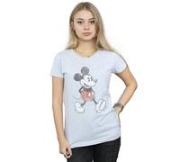 Disney Women's Walking Mickey Mouse Cotton T-Shirt in Grey | Size: XL Disney Grey XL