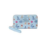 Disney Wallet Wristlet Mickey Minnie Mouse Winnie Pooh Zip Clutch Faux Leather, Eeyore Pooh Light Blue, Classic
