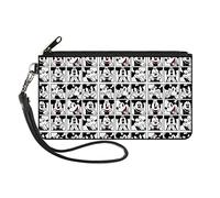 Disney Wallet, Zip Clutch, Mickey Mouse Expression Blocks White Black Red, Canvas, Mickey Mouse, 6.5" x 3.5"