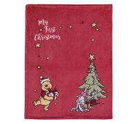 Disney Winnie The Pooh and Piglet Red and Green Holiday Christmas Tree My First Christmas Photo Op Super Soft Baby Blanket