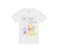 Disney Winnie The Pooh And Piglet Whimsical Flowers T-Shirt, White White