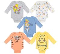 Disney Winnie The Pooh Baby Boys 5 Pack Long Sleeve Bodysuit 6-9 Months