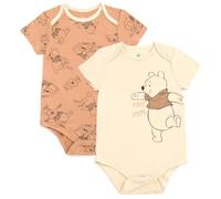 Disney Winnie the Pooh Bamboo Baby Bodysuit Newborn to Infant 2 Pack (Newborn - 24 Months), brown / beige, 3-6 Months