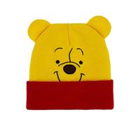 Disney Winnie The Pooh Beanie Hat, Winter Knit Cap with 3D Ears, Yellow, Red Cuff, One Size