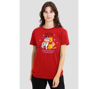 Disney Winnie The Pooh Bear Hugs Ladies T Shirt, Red, Large