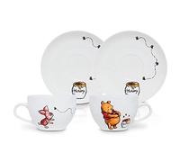 Disney Winnie the Pooh Bone China 4-Piece Teacup and Saucer Set | Tea Party With Coffee, Espresso, Mocha