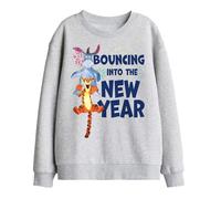 Disney Winnie The Pooh Bouncing Into The New Year Kids Sweatshirt, Athletic Heather, 9-11
