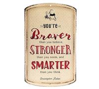 Disney Winnie The Pooh Braver, Stronger, Smarter Retro Vintage Tin Metal Wall Art Sign - an Officially Licensed Product Great Addition to Add What You Love to Your Home/Garage Decor
