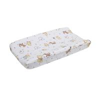 Disney Winnie The Pooh Classic Pooh 100% Cotton Quilted Changing Pad Cover, Ivory/Butter/Aqua/Orange 1 Count (Pack of 1)