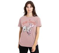 Disney Winnie The Pooh Dear Santa from Piglet Ladies T Shirt, Pink, Medium