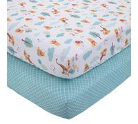 Disney Winnie the Pooh First Best Friends 2 Piece Fitted Crib Sheets, Aqua/Yellow/Gold