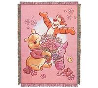 Disney Winnie the Pooh, Flower Power Woven Tapestry Throw Blanket, 48" x 60", Multi Color