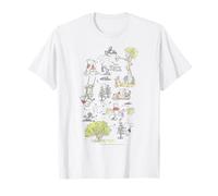 Disney Winnie The Pooh Group Shot Map Of 100 Acre Wood T-Shirt