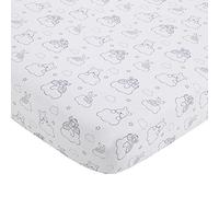 Disney Winnie The Pooh Hello Sunshine Grey & White Cloud Nursery Fitted Crib Sheet with Piglet & Tigger, Grey, White, 28x52 Inch (Pack of 1)