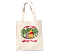 Disney Winnie The Pooh Hundred Acre Wood Badge Grocery Travel Reusable Tote Bag, Natural