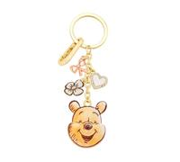 Disney Winnie the Pooh Keychain Bag Charm, Heart Bow CZ Gold Tone Enamel