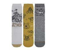 Disney Winnie the Pooh Ladies' Socks, 3 Pairs Gift Box Set, White/Yellow/Grey, One Size