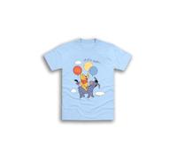 Disney Winnie The Pooh Ladies' T-Shirt - Light Blue Cotton Tee Featuring Pooh and Eeyore with Balloons Print | Sizes Small to 5XL (UK, Alpha, M, Regular, Regular, Standard, Blue)