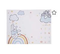 Disney Winnie The Pooh Multi Rainbow & White Super Soft Milestone Baby Blanket, Light Blue, White, Orange, Yellow