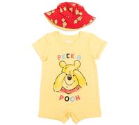 Disney Winnie the Pooh Newborn Baby Boys Romper and Bucket Sun Hat Yellow 3-6 Months