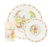 Disney Winnie the Pooh on a Picnic 3-Piece Polypropylene Children's Dinner Set - Includes Plate, Bowl, & Tumbler Featuring Winnie the Pooh & Friends - Microwave & Dishwasher Safe - For Ages 36+ Months
