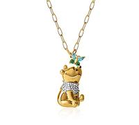 Disney Winnie the Pooh Pendant Necklace 18-Inch - Yellow Gold-Plated Necklace with Butterfly and Pooh Pendant - Winnie the Pooh Jewelry