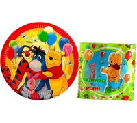 Disney Winnie The Pooh Set of 10 Paper Plates 23 cm + 20 Napkins 33 x 33 cm for Birthday Party