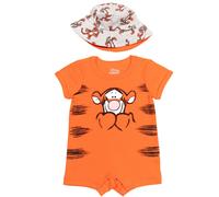 Disney Winnie the Pooh Tigger Infant Baby Boys Romper and Bucket Sun Hat Orange 12 Months
