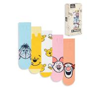 Disney Winnie The Pooh Womens Calf Socks Set of 5 | Character Prints Featuring Pooh, Eeyore, Piglet, Tigger | Multicoloured Blue, Yellow, White, Pink, Orange Merch - 4-8 UK