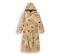 Disney Winnie the Pooh Women's Fleece Dressing Gown - Official Tan Hooded Fleece Robe with 3D Ears, Pockets and Tie Belt - Soft and Cosy Housecoat - Machine Washable - Sizes XS-XL