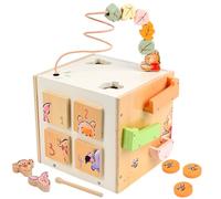 Disney Winnie the Pooh Wooden Activity Cube for Toddlers - Multi Activity Toy with Bead Maze, Shape Sorter, Xylophone and Puzzle - Early Learning Toy for Cognitive Development & Motor Skills - Age 1+