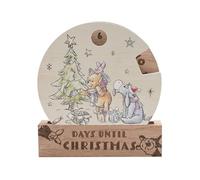 Disney Winnie the Pooh Wooden Countdown Advent Calendar - Days Until Christmas Rotating Wheel Decoration with Stand - Festive Disney Christmas Ornament for Family Home Display