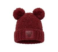 Disney Women Mickey Minnie Knit Beanie Hat Double Pom Pom Mouse Ears | Soft material with fold-over cuff and sewn-on patch