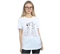 Disney Women's 101 Dalmatians Family Cotton Boyfriend T-Shirt in White | Size: Large Disney White L
