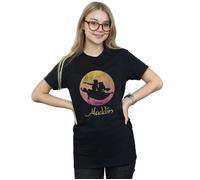 Disney Women's Aladdin Flying Sunset Cotton Boyfriend T-Shirt in Black | Size: Large Disney Black L