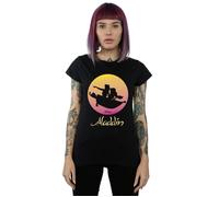 Disney Women's Aladdin Flying Sunset Cotton T-Shirt in Black | Size: Medium Disney Black M