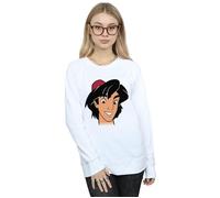 Disney Women's Aladdin Headshot Sweatshirt in White | Size: Medium Disney White M