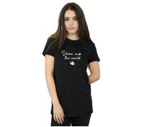 Disney Women's Aladdin Show Me The World Cotton Boyfriend T-Shirt in Black | Size: XL Disney Black XL