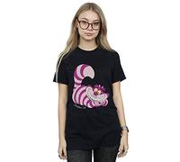 Disney Women's Alice in Wonderland Cheshire Cat Boyfriend Fit T-Shirt Small Black