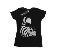 Disney Women's Alice in Wonderland Mono Cheshire Cat Cotton T-Shirt - Black - Black - S
