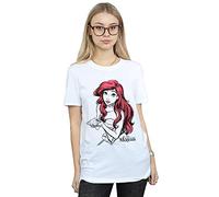 Disney Women's Ariel Shell Sketch Boyfriend Fit T-Shirt White XX-Large