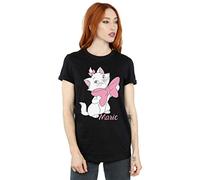 Disney Women's Aristocats Marie Bow Boyfriend Fit T-Shirt Black Large