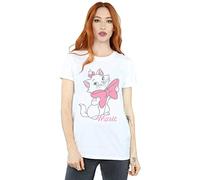 Disney Women's Aristocats Marie Bow Boyfriend Fit T-Shirt White Medium